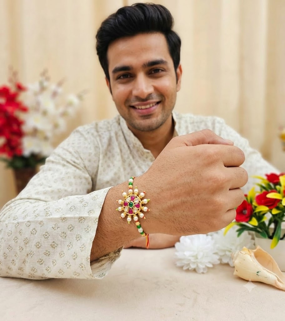 Handmade kundan rakhi