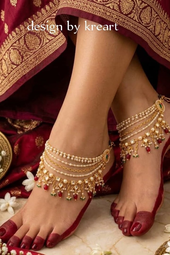 Gold Tone kundan Payal
