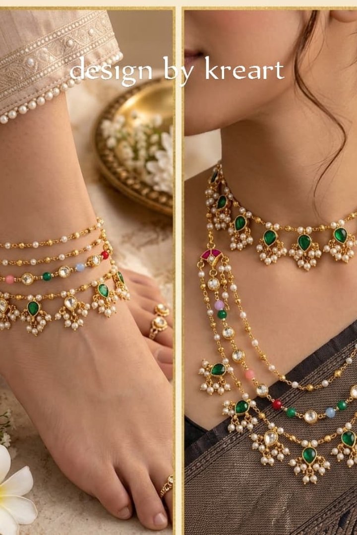Multi Purpose Gold Tone Necklace Set/Payal